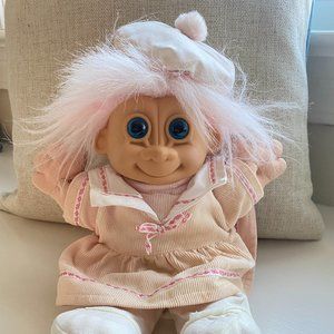 Troll Kidz plush sailor girl  doll - 12 inch - pink corduroy - 1990s